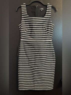 The Limited Black and White Striped Midi Sheath Dress